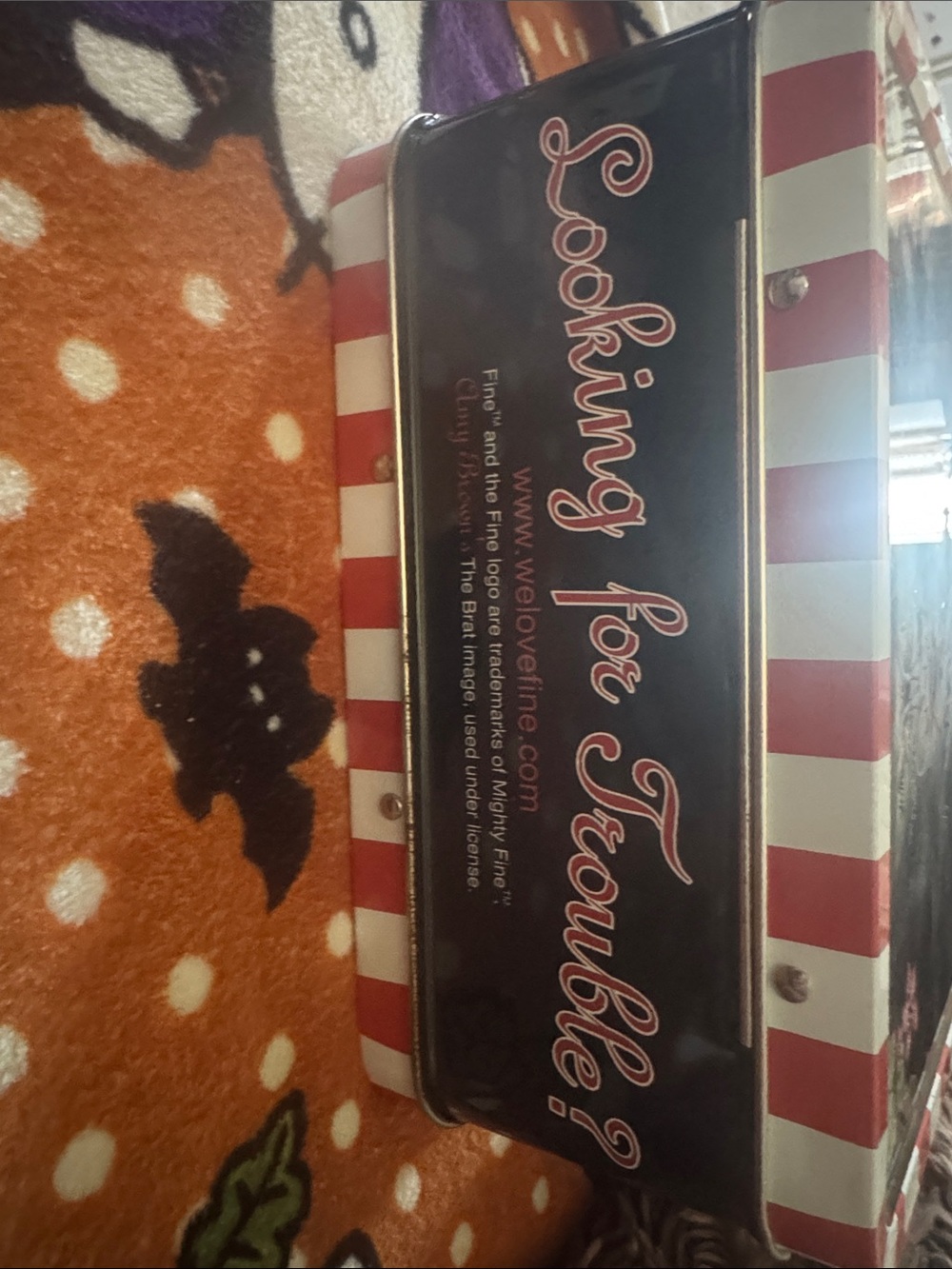 Mighty Fine Black Tin Box with Red & White Stripes - Picture 2 of 12